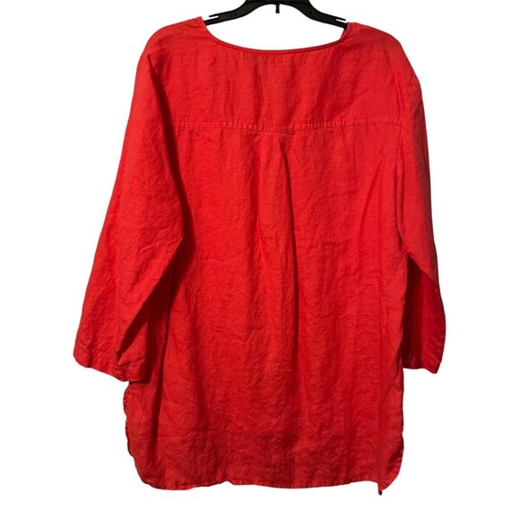 Company Ellen Tracy Sz XL Coral Linen Tunic With Zipper Detail & Front Pockets - Picture 12 of 12